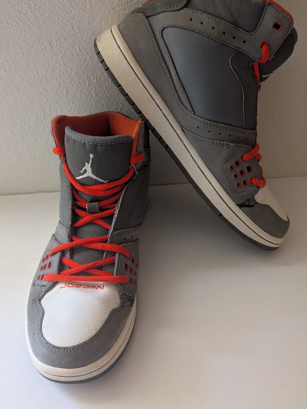 Jordan Men's High-Top Sneakers in Gray and Orange